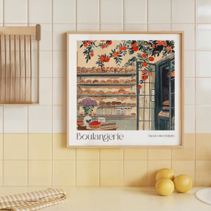 French Boulangerie Art Print, Cafe Wall Decor, Bakery Watercolor Illustration, Sweets Food Art