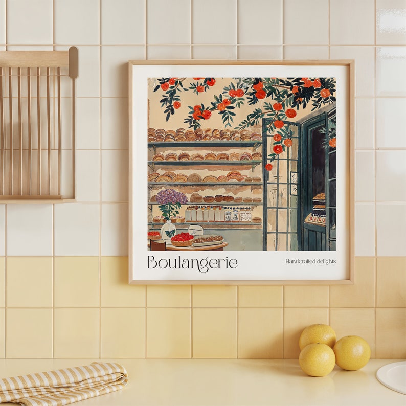 French Boulangerie Art Print, Cafe Wall Decor, Bakery Watercolor Illustration, Sweets Food Art