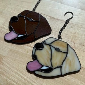 Labrador Retriever Suncatcher Yellow and Chocolate Lab Stained Glass