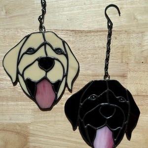 Labrador Retriever Suncatcher Black and Yellow Lab Stained Glass Pet Portrait