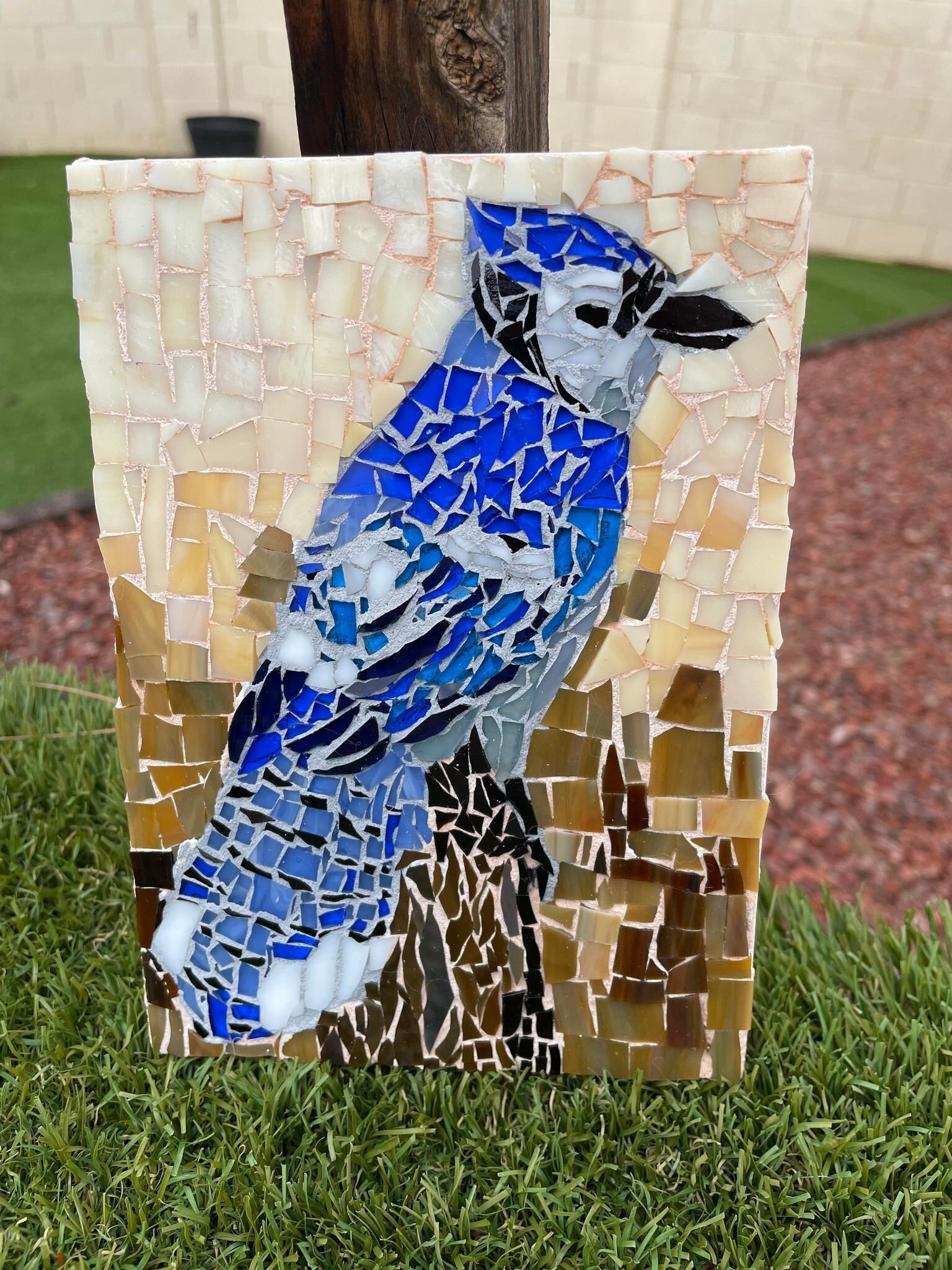 Blue Jay Stained Glass Mosaic on Canvas - Etsy Canada