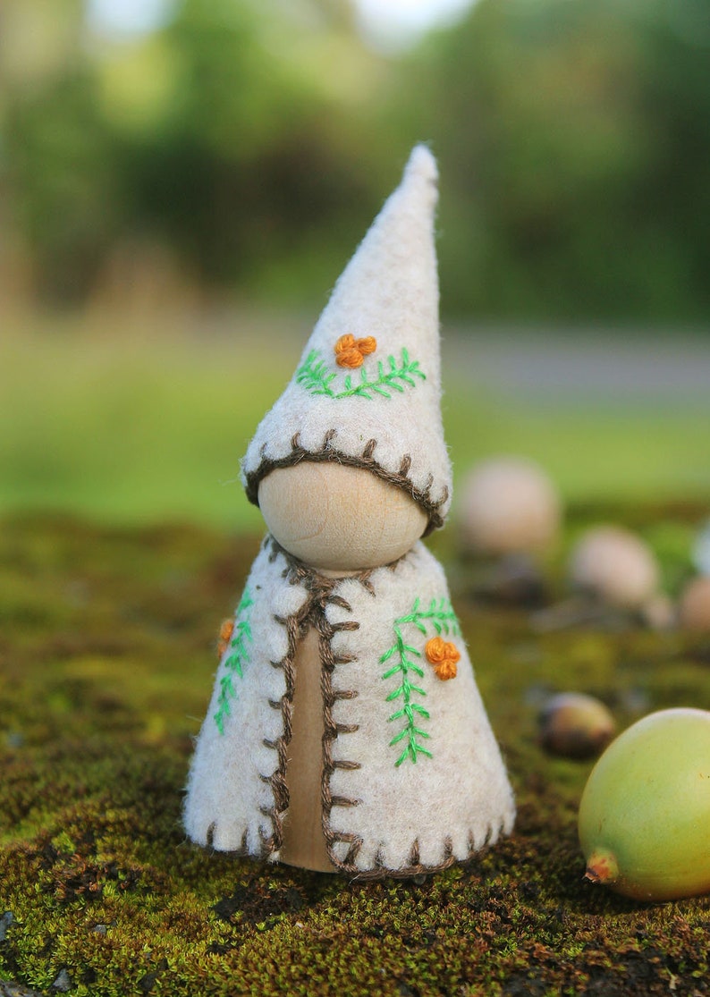Pinecone Gnome Peg Doll Vegan image 1