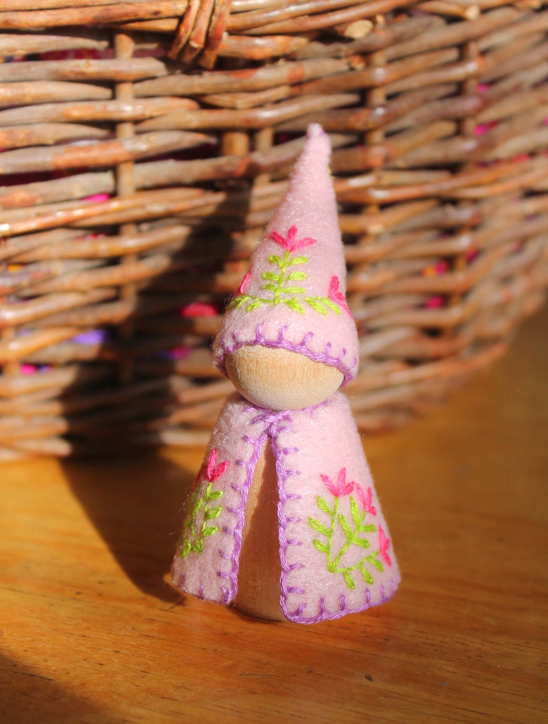 Wildflower Gnome Peg Doll Vegan image 1