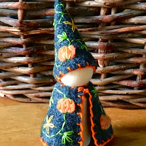 Halloween Pumpkin Gnome Peg Doll - Vegan