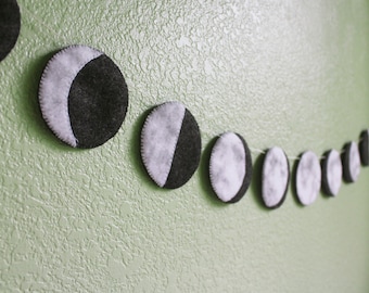 Felt Moon Phase Bunting / Banner Printable Pattern - Coudre ou No-Sew
