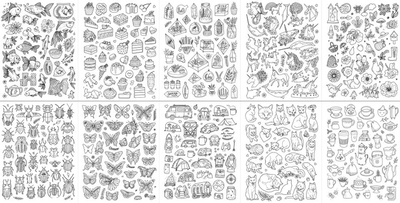 Colorable Stickers Pack DIY Color Your Own over 350 Stickers image 10