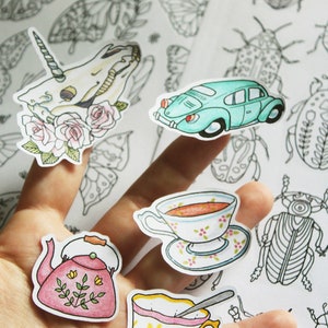 Colorable Stickers Pack DIY Color Your Own over 350 Stickers image 8