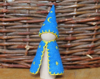 Starry Sky Gnome Peg Doll - Vegan