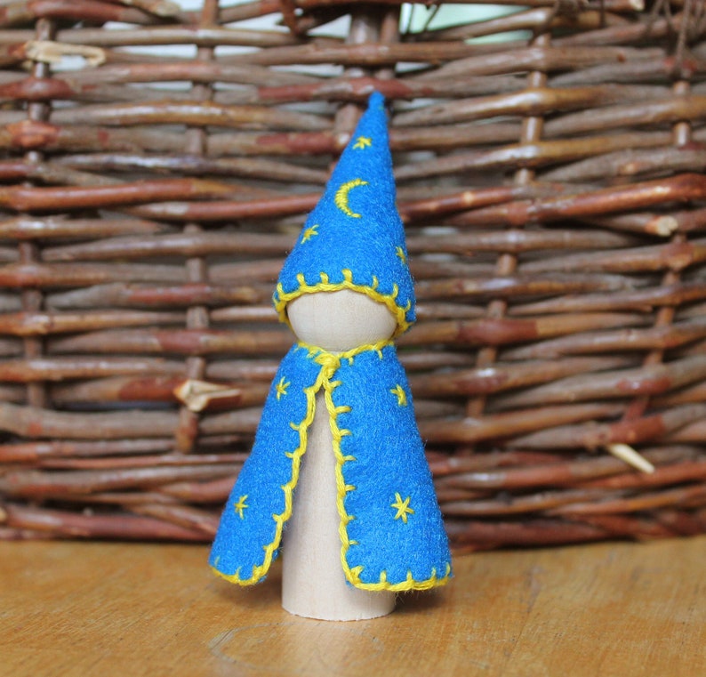 Starry Sky Gnome Peg Doll Vegan image 1