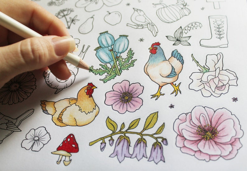 Colorable Stickers Pack DIY Color Your Own over 350 Stickers image 5