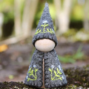 Cornflower Gnome Peg Doll - Vegan