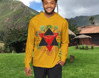 Men's Sports Warmup Hoodie (AOP), Combination of Merkabah and Life Of Tree Design