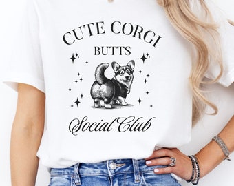 Corgi T-Shirt Cute Corgi Social Club T-Shirt Funny Corgi T Shirt Vintage Corgi Tee Retro Corgi Shirt Gift for Corgi Owner Welsh Pembroke