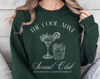 Auntie Sweatshirt Social Club Sweatshirt Tennis Preppy Style Sweater Country Club Sweatshirt Aunt Gift Auntie Crewneck Baby Announcement