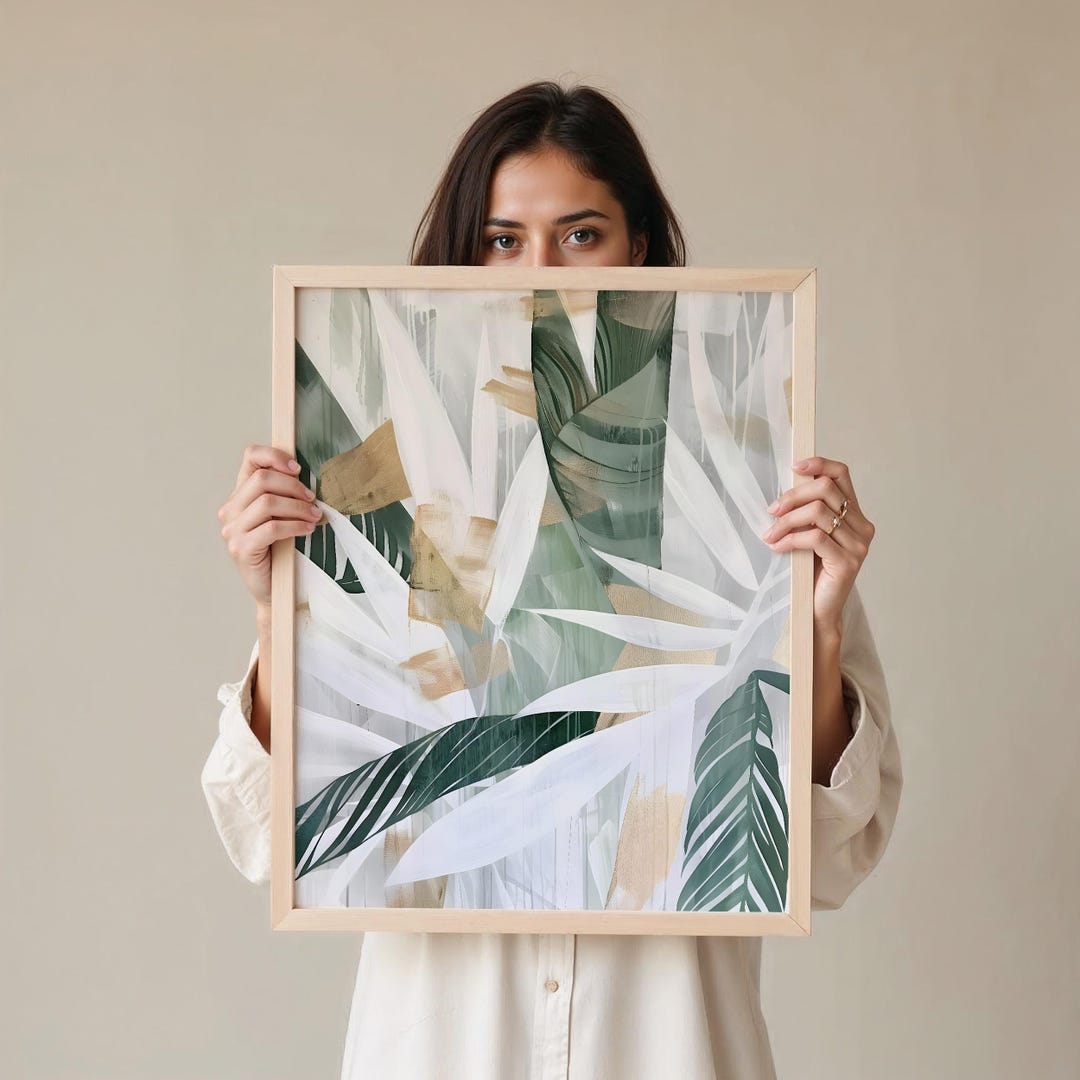Printable Abstract Leaf Art Print, Digital Art Print, Green Wall Art ...
