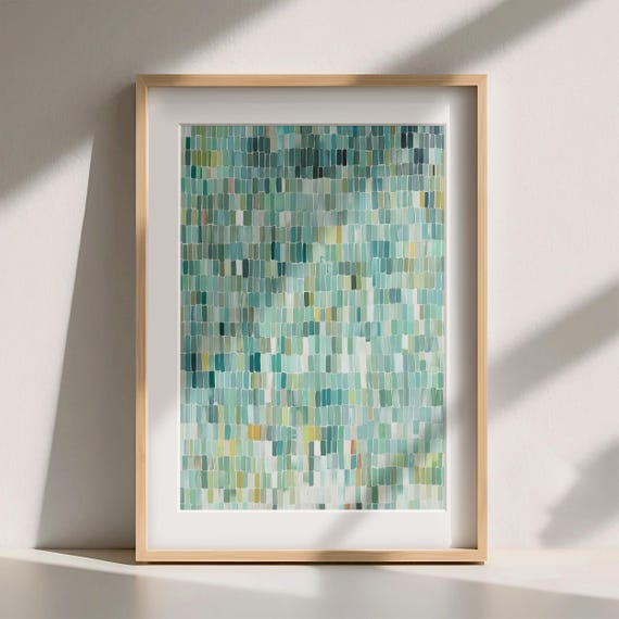 Printable Abstract Art Print, Modern Wall Decor, Tones of Green, Digital Download (P859)