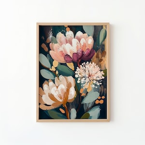 Printable Abstract Floral Art Print, Native Australian Flora, Floral Wall Art, Botanical Wall Art, Floral Digital Art Download (P486)