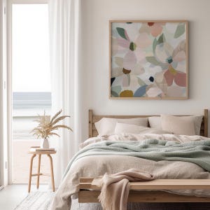 Printable Abstract Floral Art Print, Abstract Flower Painting, Floral Digital Art Download, Abstract Wall Decor, Neutral Tones (P668)