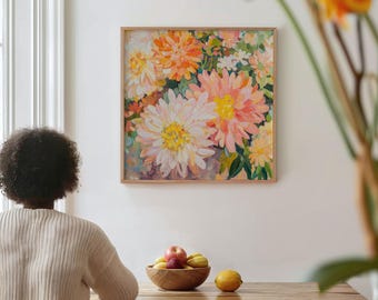 明るい絵 花 ガーデンコンフェッティ - 明るい花の壁アート - カラフル