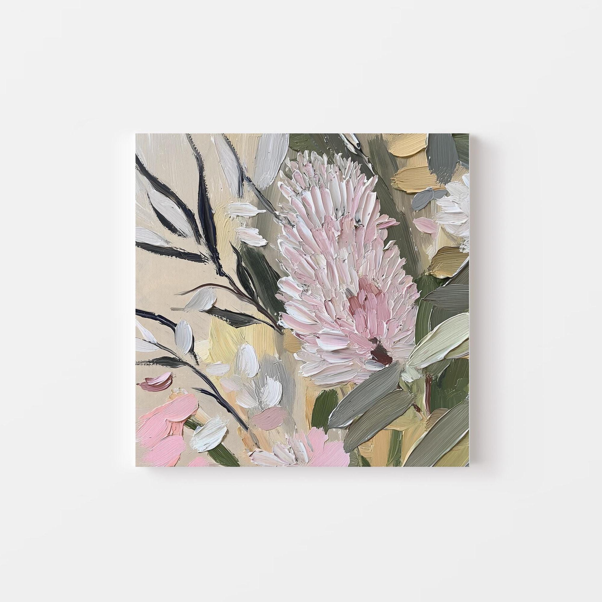 Set of 2 Neutral Botanical Wall Art Prints, Textured Floral Painting ...