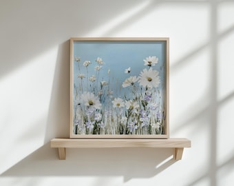 Wildflower Meadow Wall Art, Daisy Field Print, Country Cottage Decor, Digital Download (P1033)