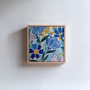 Arte floreale ad acquerello stampabile, decorazione floreale da parete, fiori blu, download digitale (P498)