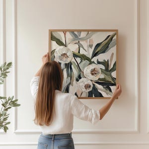 Printable Abstract Painting featuring Gum Nut flower, Native Australian Flora, Botanical Wall Art, Floral Digital Art Download (P405)