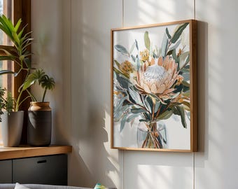Printable Floral Art Print, Native Australian Flora, Floral Wall Art, Botanical Wall Art, Flowers in Vase, Digital Art Download (P459)