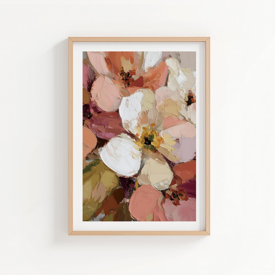 Abstract Floral Art Print , Blush Pink Flower Wall Decor, Modern ...