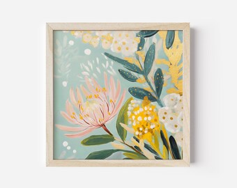 Printable Abstract Floral Art Print, Native Australian Flora, Floral Wall Art, Botanical Wall Art, Floral Digital Art Download (P294)
