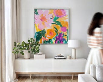 Printable Abstract Floral Art Print, Bright Floral Print , Floral Wall Art, Floral Digital Art Download (P183)