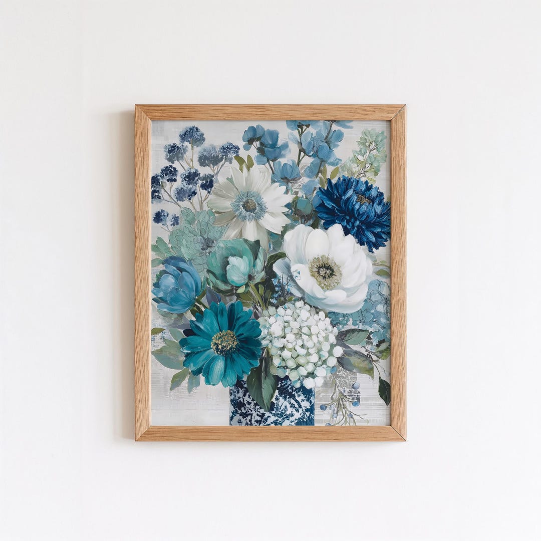 Printable Floral Art Print, Digital Art Print, Floral Wall Art, Flowers ...