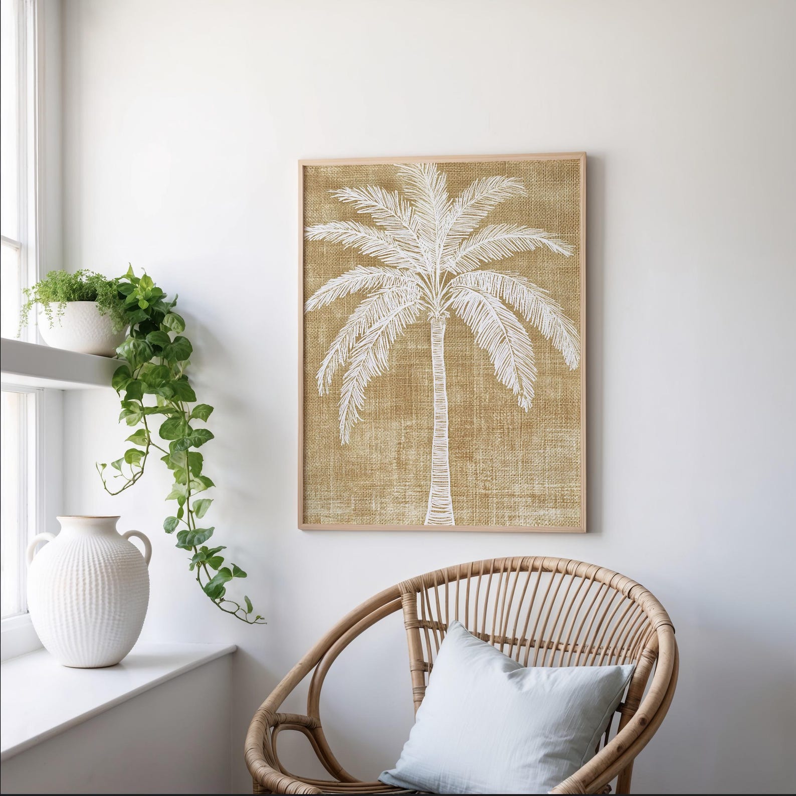 Printable Palm Tree Art Print, Palm Tree Wall Decor, Tropical Boho Wall ...