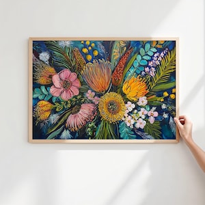 Printable Abstract Floral Art Print, Native Australian Flora, Floral Wall Art, Botanical Wall Art, Floral Digital Art Download (P552)