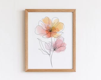 Abstract Floral Line Art Print: Modern Botanical Wall Decor (Digital Download P622)