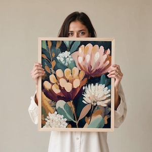 Printable Abstract Floral Art Print, Native Australian Flora, Floral Wall Art, Botanical Wall Art, Floral Digital Art Download (P481)