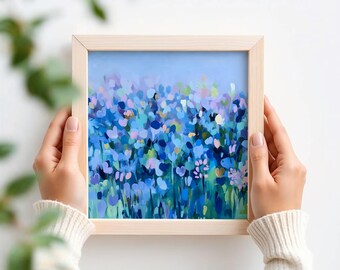 Printable Abstract Art Print, Bright Tones, Abstract Wall Art, Blue and Purple Meadow, Modern Digital Art Download (P338)