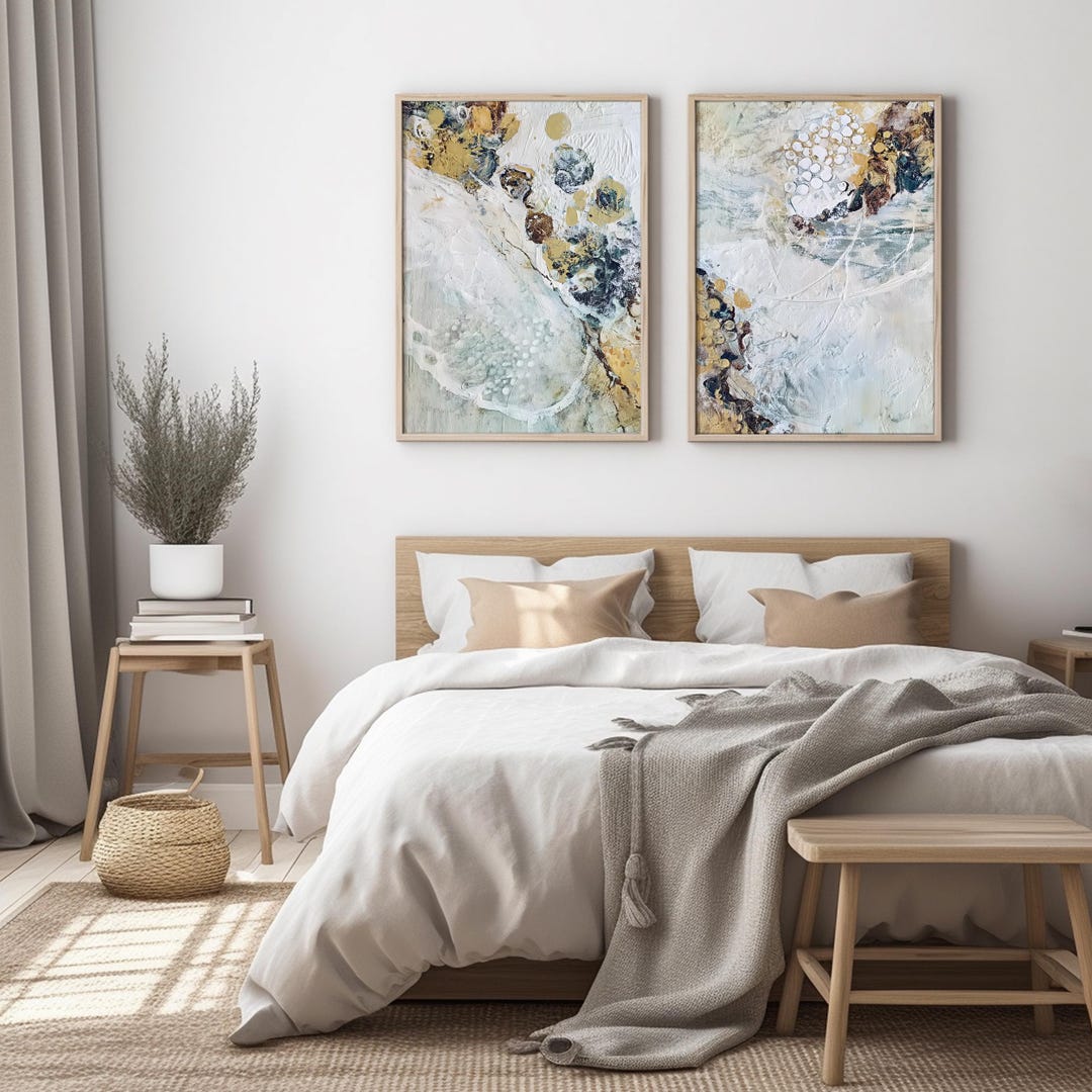 Set of 2 Abstract Coastal Wall Art Prints, Modern Neutral Minimalist ...