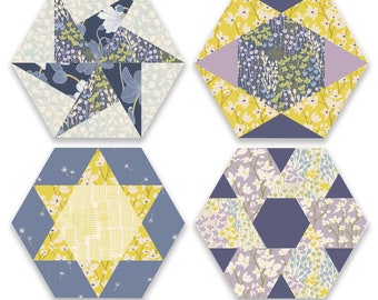 PIECED HEXAGON tutorial English Paper Piecing EPP,  Instructions, Precut Paper Pieces, Confident Beginner Series, #2002