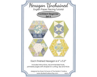 PIECED HEXAGON Tutorial Englisches Paper Piecing EPP, Anleitung, vorgeschnittene Papierstücke, Confident Beginner Series, #2001