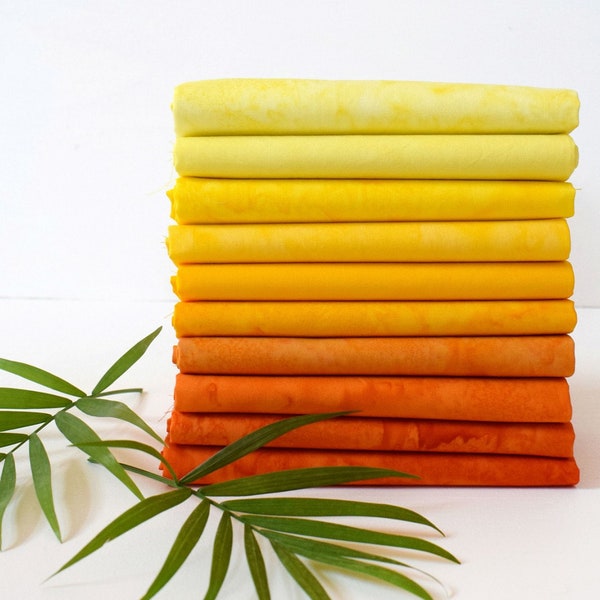 Anthology Fabrics Lava Batik Fat Quarter Bundle, Tonal Sunshine, yellows and oranges