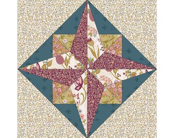 Digital Download PERSEUS FPP Quilt Block for 6", 8" 10" Blocks - Printable Foundation Papers PDF File Perfect for D I Y quilt papers