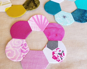 3-inch HEXAGON PETAL Paper Pieces for English Paper Piecing, 3-inch side, die-cut, Small, Medium, Large Packages