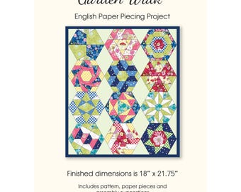 GARDEN WALK English Paper Piecing Project Kit with EPP Papers, Assembly Instructions, By Quilt Papers, Confident Beginner