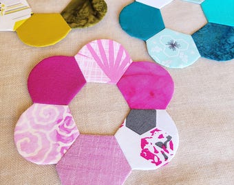 2-inch HEXAGON PETAL Paper Pieces for English Paper Piecing, 2-inch side, die-cut, Small, Medium, Large Packages