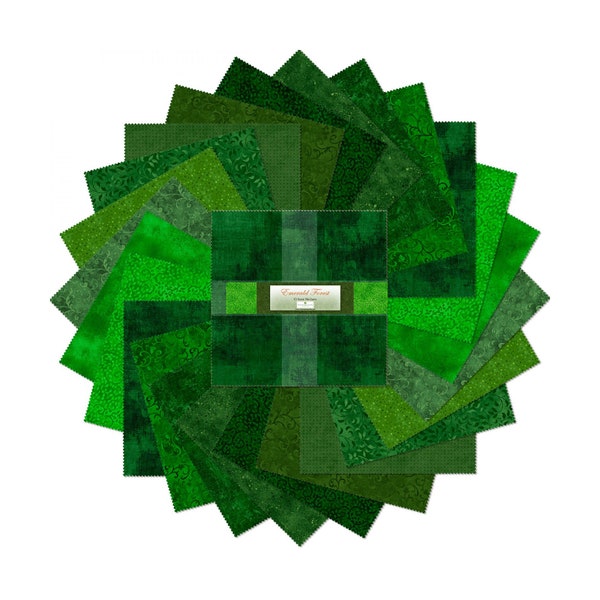 Karat Gems EMERALD FOREST, Pre-cuts, Batiks , Wilmington Prints, 5" Charm Packs or 10" Layer Cake