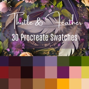 Thistle & Feather, Procreate Colour Palette, 30 Colours, Vibrant Succulent Swatches for illustration and design on iPad.