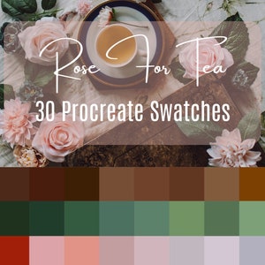 Rose For Tea, Procreate Colour Palette, 30 Colours, Vibrant Succulent Swatches for illustration and design on iPad.