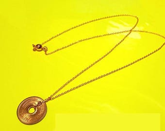 Japanese 5 yen coin necklace five yen goen  pendant luck coin gift pendant  Anniversary  five yen goen  pendant lucky  charm Jewelry Fudego