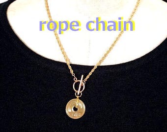 Collar con cierre de palanca de moneda japonesa de 5 yenes, colgante de goen de cinco yenes, moneda de la suerte, regalo de aniversario, moneda de cinco yenes, colgante de goen, joyería de amuleto de la suerte